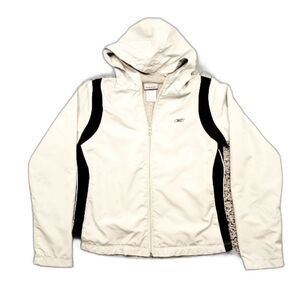 Reebok Women's Medium Hooded Fleece Lined Windbreaker Full zip up. Two pocket